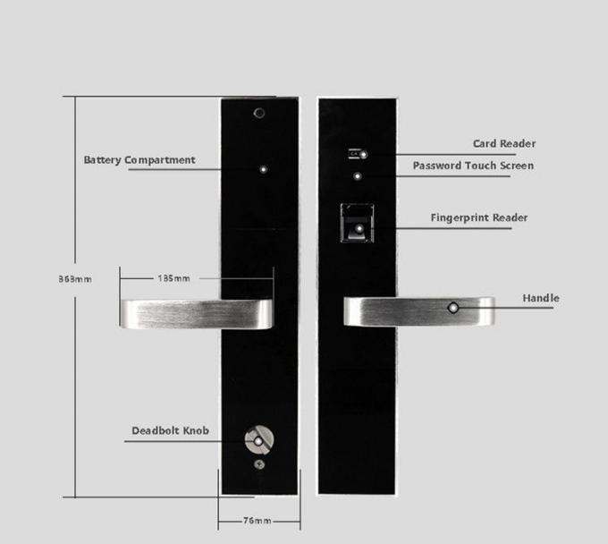 Code biométrique électronique inoxydable en aluminium de PIN de bousculade de serrures de porte 2