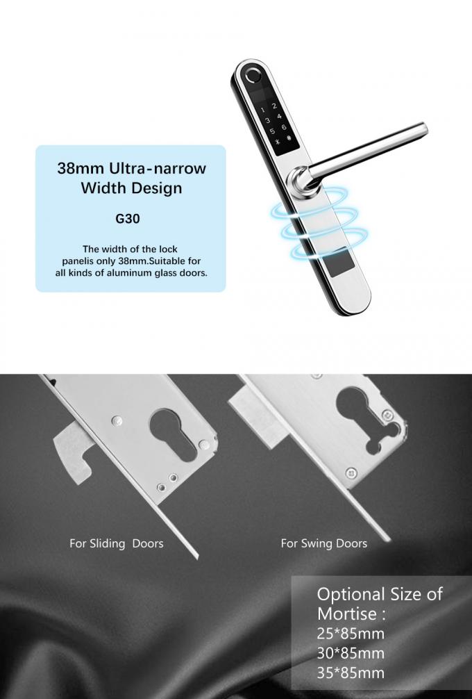 Serrure de porte intelligente de balayage de doigt de mot de passe de carte de la mode RFID/serrure de porte en verre en aluminium d'oscillation 1