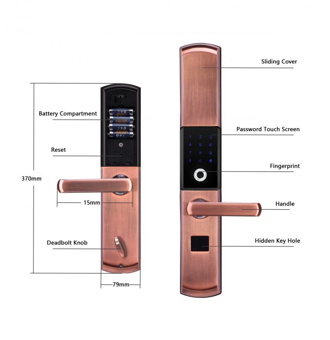 Contrôle biométrique de Bluetooth d'empreinte digitale de Cabinet de serrure extérieure de porte coulissante 5