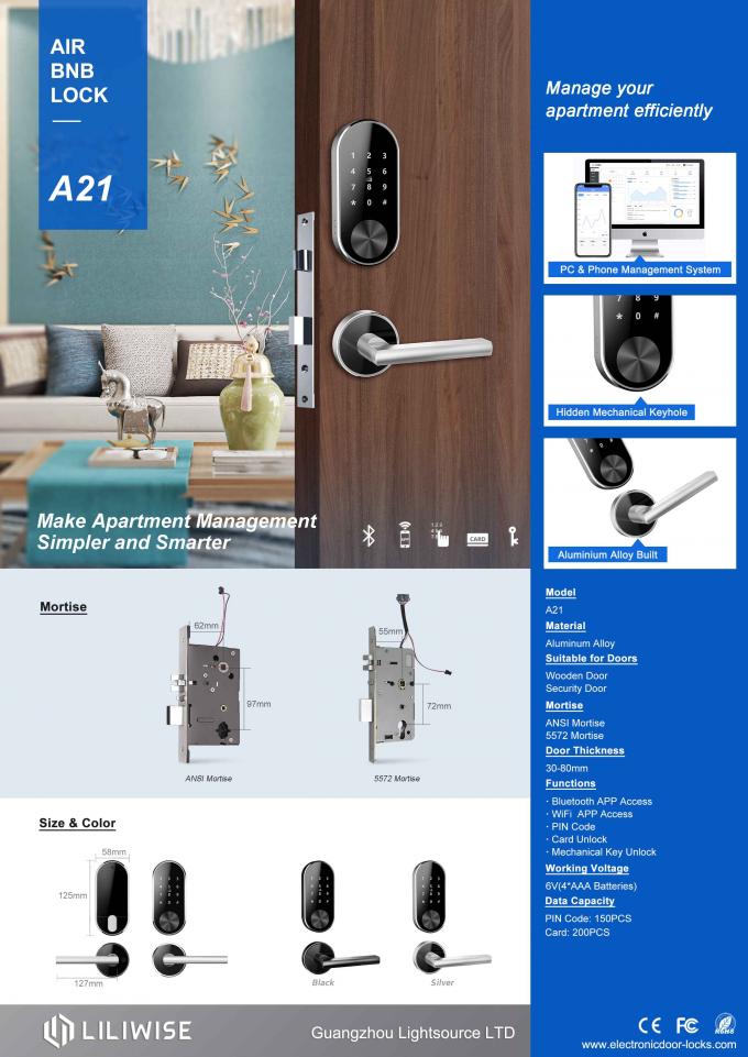 Serrure de porte fendue de mot de passe de Digital de vol de WiFi Bluetooth Access de serrures de porte d'appartement anti pour Airbnb 0