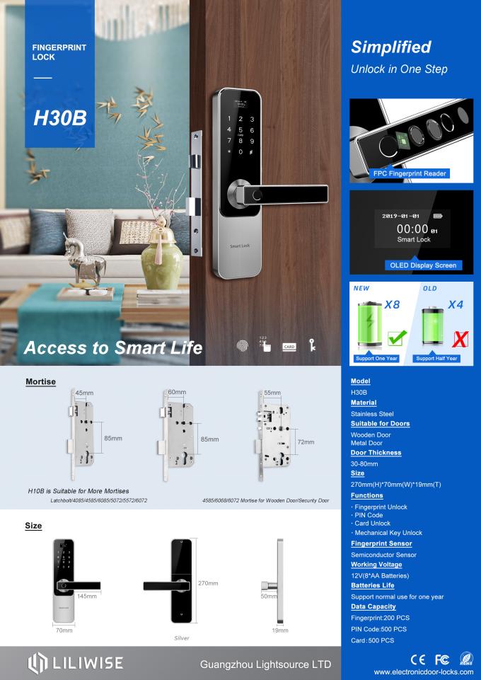 Serrure de porte intelligente de Wifi de carte de code de passage d'empreinte digitale de Tuya de porte d'Airbnb de résidence électronique de serrures 0
