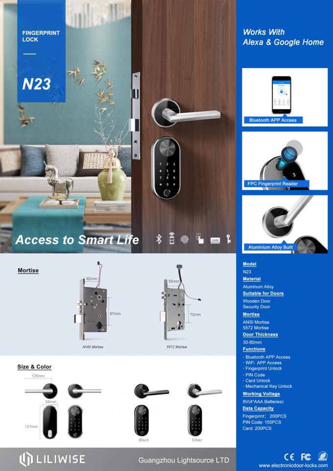 Serrure de porte biométrique électronique de Bluetooth d'alliage d'aluminium de serrures de porte 0