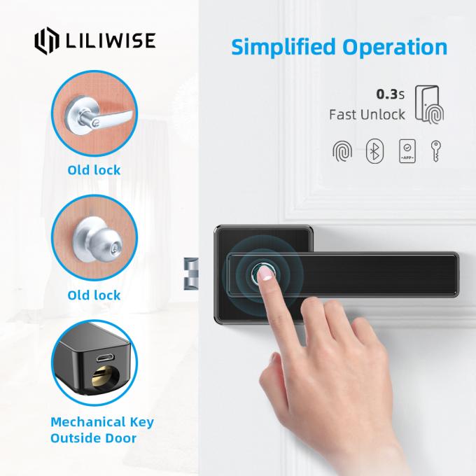 Sécurité élevée d'empreinte digitale de Liliwise de porte de serrure d'APPLI biométrique de WiFi Bluetooth 0