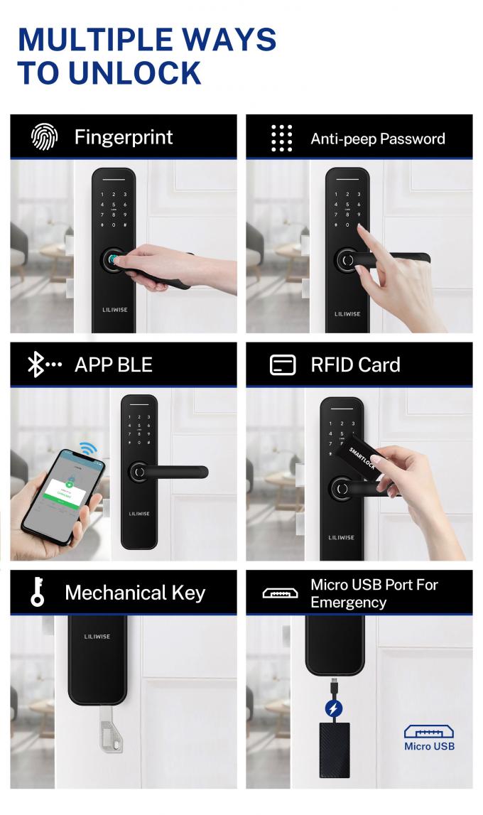 Serrure de porte biométrique de serrure d'OEM d'empreinte digitale futée à télécommande de degré de sécurité à la maison 6