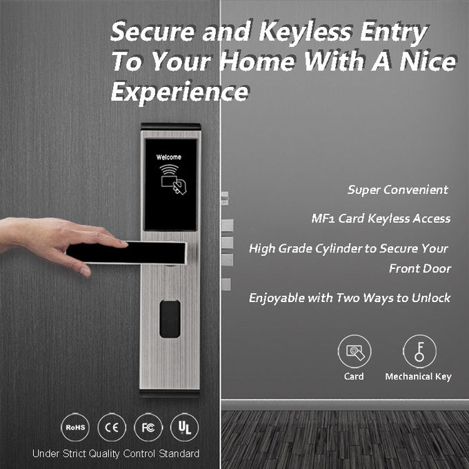Serrures Keyless d'Access d'acier inoxydable, serrures de porte de chambre d'hôtel de carte de Digital RFID 0