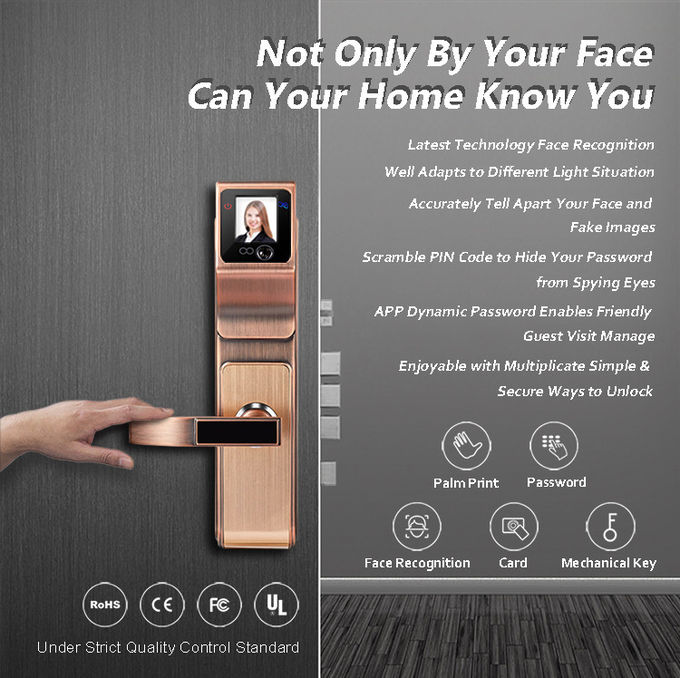 Carte intelligente d'IC de soutien de serrure de porte de reconnaissance des visages pour la maison ou le bureau 0