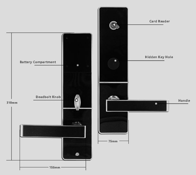 Consommation en alliage de zinc de puissance faible de serrures de porte d'appartement de carte d'IC 310 * 72mm 1