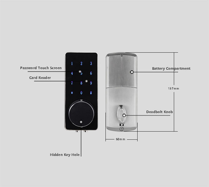 Serrure d'entrée principale à distance de contrôle d'APPLI, serrure de porte intelligente de verrouillage d'individu de Bluetooth 3