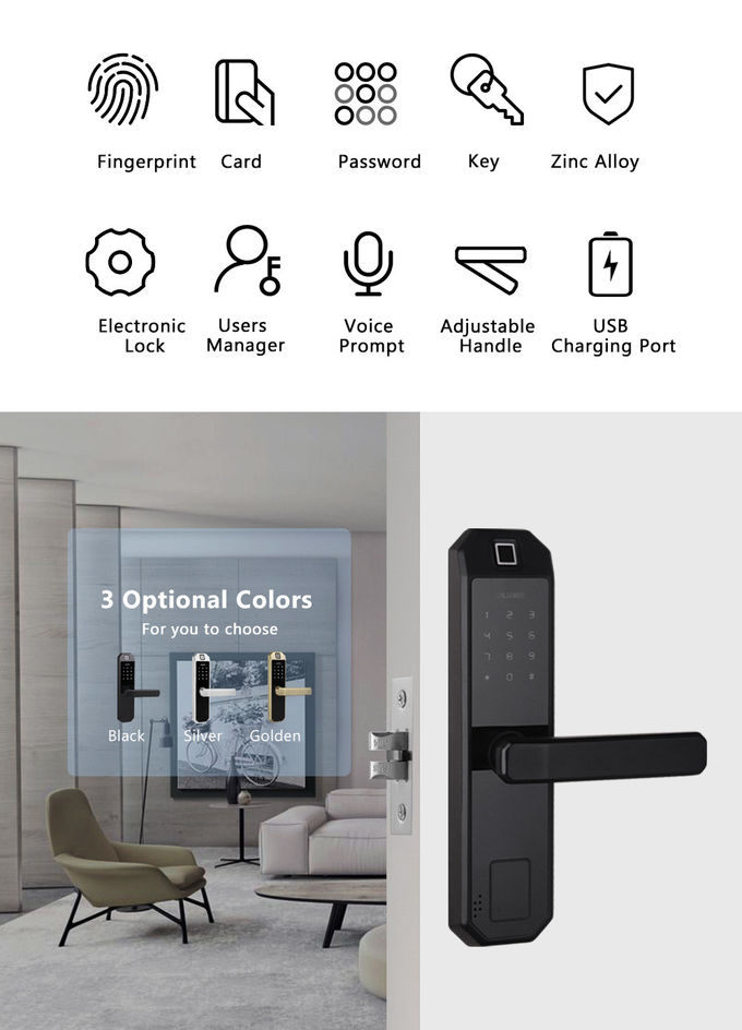 Serrure de porte électrique d'empreinte digitale d'hôtel avec l'écran de mot de passe de contact 1