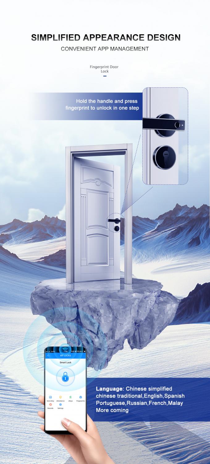Serrure de porte d'empreinte digitale de résidence/serrure de porte électronique intelligente de cylindre APPLI distinct de WiFi Bluetooth 2