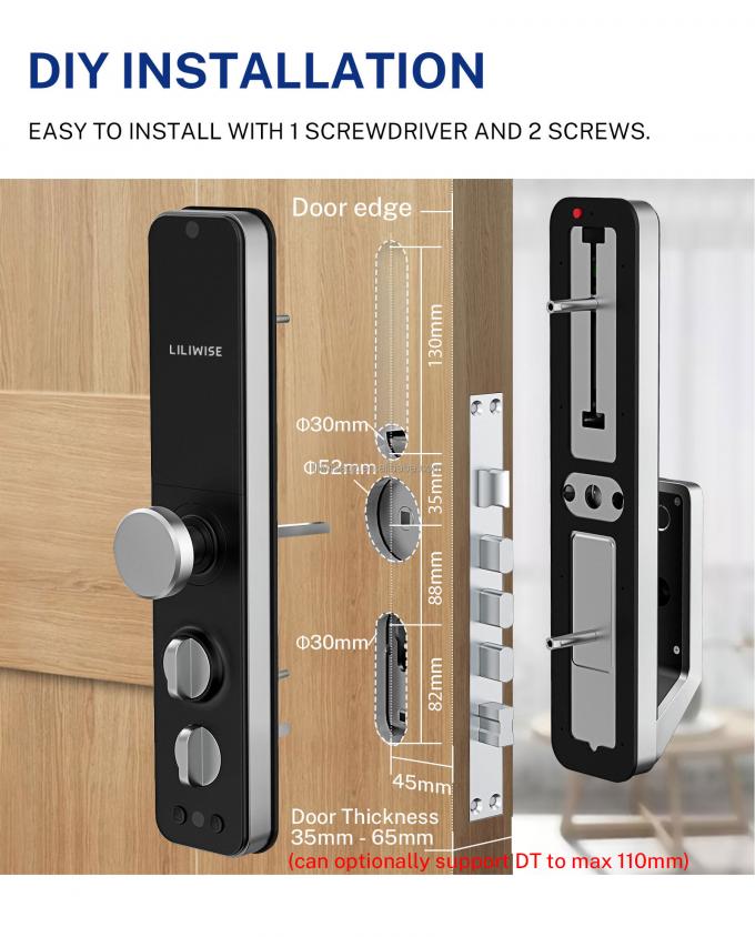 Liliwise Nouveau design verrouillage enti&egrave;rement automatique verrouillage num&eacute;rique d'empreintes digitales &eacute;lectronique verrouillage Tuya APP TTlock Smart Door Lock 16