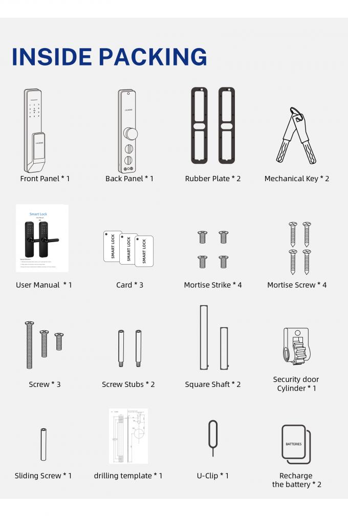 Liliwise Nouveau design verrouillage enti&egrave;rement automatique verrouillage num&eacute;rique d'empreintes digitales &eacute;lectronique verrouillage Tuya APP TTlock Smart Door Lock 34
