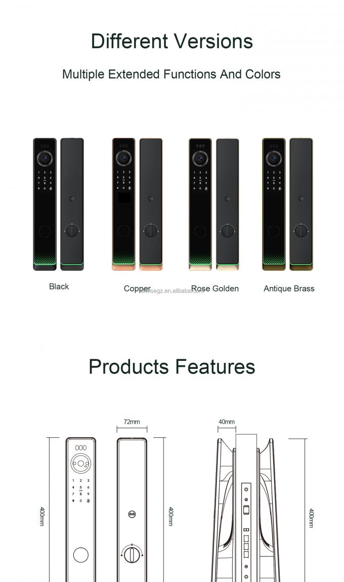 Reconnaissance faciale 3D App Wifi Cerradura Inteligente Carte de cl&eacute; et mot de passe Smart Door Lock Empreinte digitale avec cam&eacute;ra 16