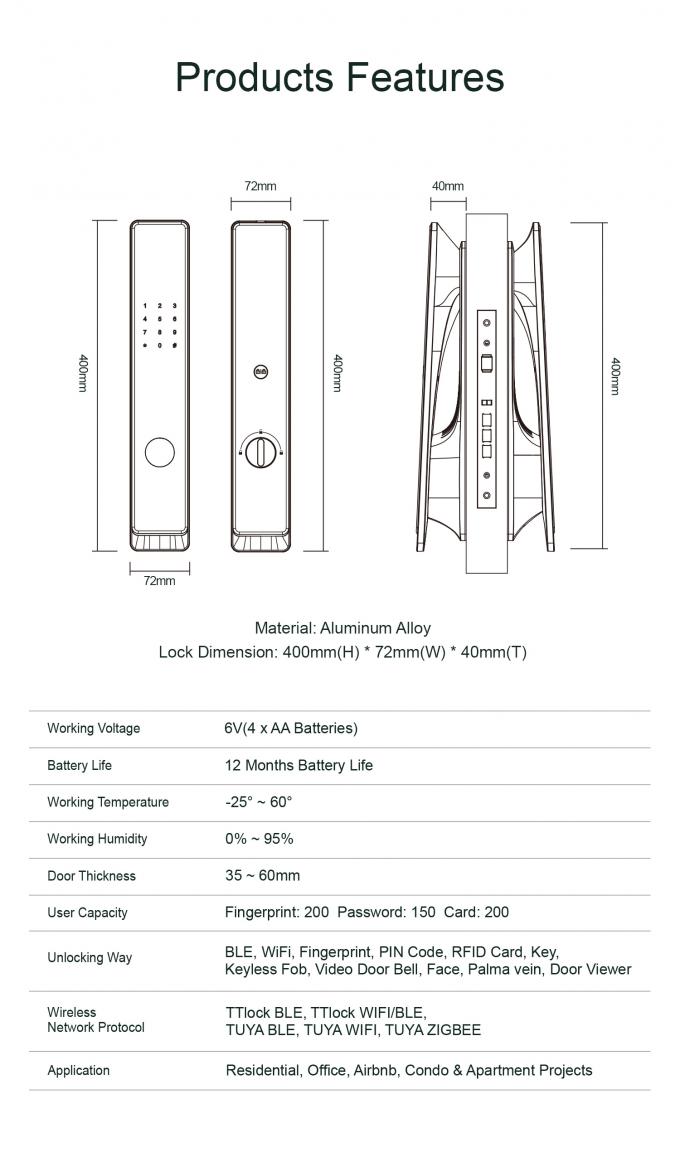 Le verrouillage par mot de passe bim&eacute;trique de Liliwise Tuyawifi Huellas Dactilares &eacute;lectrique num&eacute;rique Cerradura Electronica Inteligente Verrouillage de porte intelligent 4