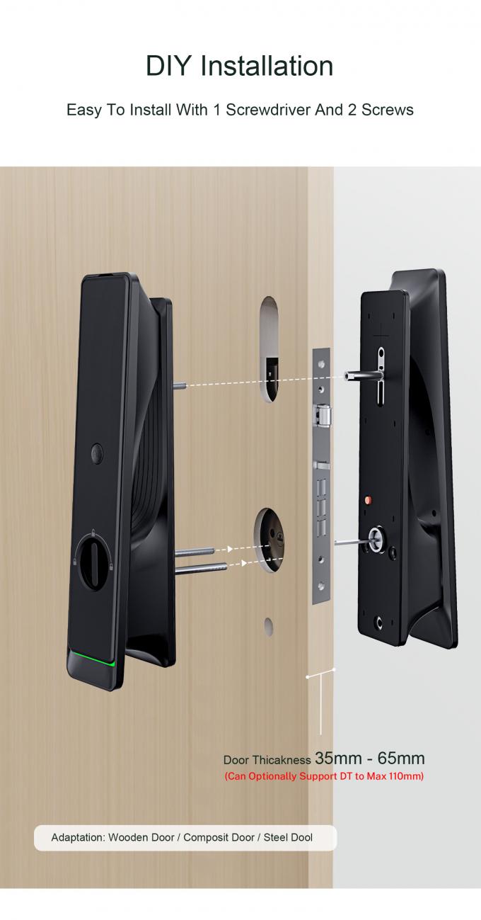 Liliwise Tuya Ttlock Verrouillage biom&eacute;trique automatique avec carte RFID App Wifi Ble empreinte digitale Verrouillage de porte intelligente avec cam&eacute;ra 16