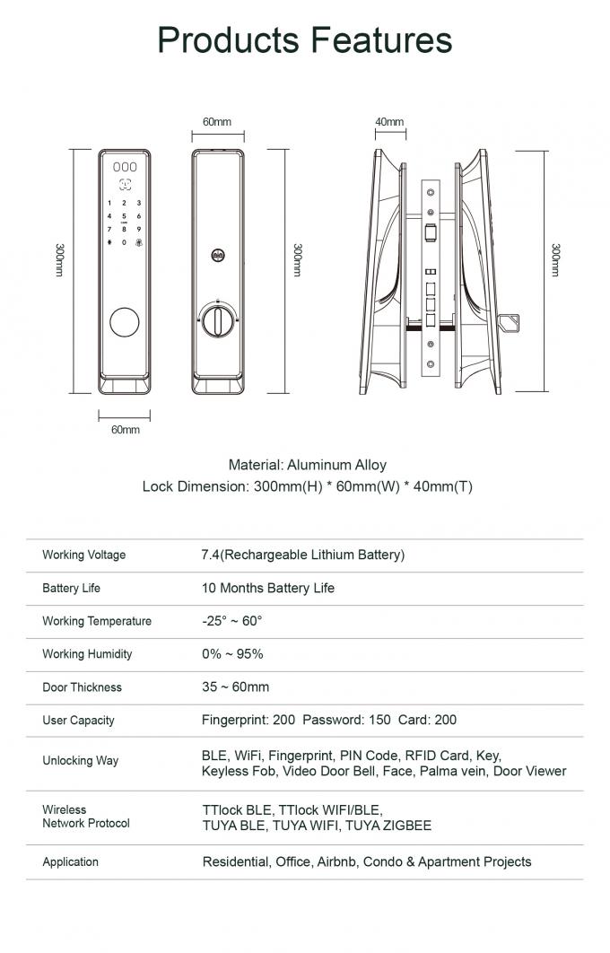 S&eacute;curit&eacute; Liliwise Tuya Wifi Cerradura Fermetures &eacute;lectroniques intelligentes intelligentes 6