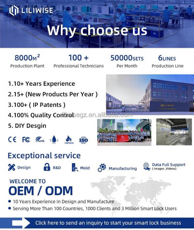 Liliwise Tuya APP &eacute;tanche &agrave; l'eau Wifi BLE Smart Lock Smart Lock Slim Porte &agrave; verrouillage pour profil &eacute;troit Porte en aluminium Porte en bois 0