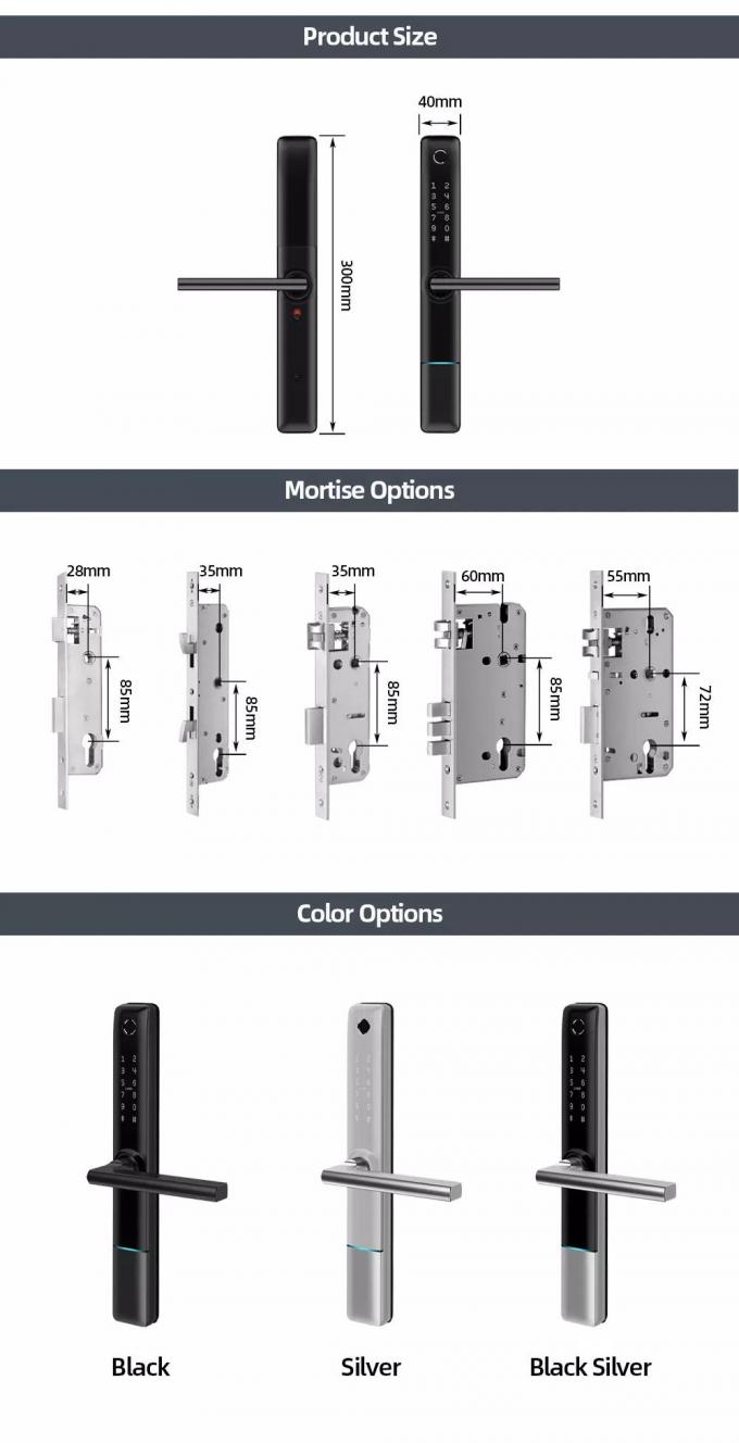 Liliwise &eacute;tanche &agrave; l'eau, en acier inoxydable, verrouillage num&eacute;rique d'empreintes digitales, verrouillage de porte intelligent, verrouillage de porte BLE, verrouillage Wifi Slim, verrouillage intelligent 10