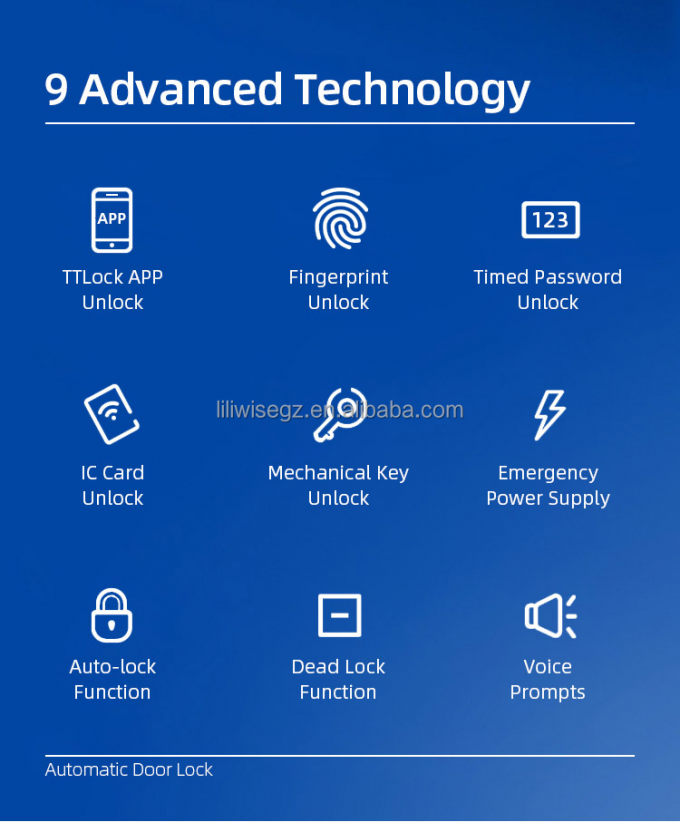 Liliwise S&eacute;curit&eacute; personnalis&eacute;e &eacute;lectronique imperm&eacute;able &agrave; l'eau Ip66 Digital Ttlock Tuya Wifi empreinte digitale coulissante Slim Smart Door Lock 4