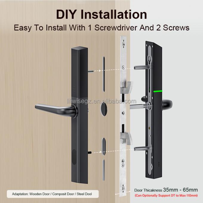 Liliwise Position r&eacute;glable du cylindre Fermetures intelligentes ultra-minces Fermeture de porte &eacute;lectronique num&eacute;rique en aluminium pour 72 mm 85 mm 90 mm 92 mm 5