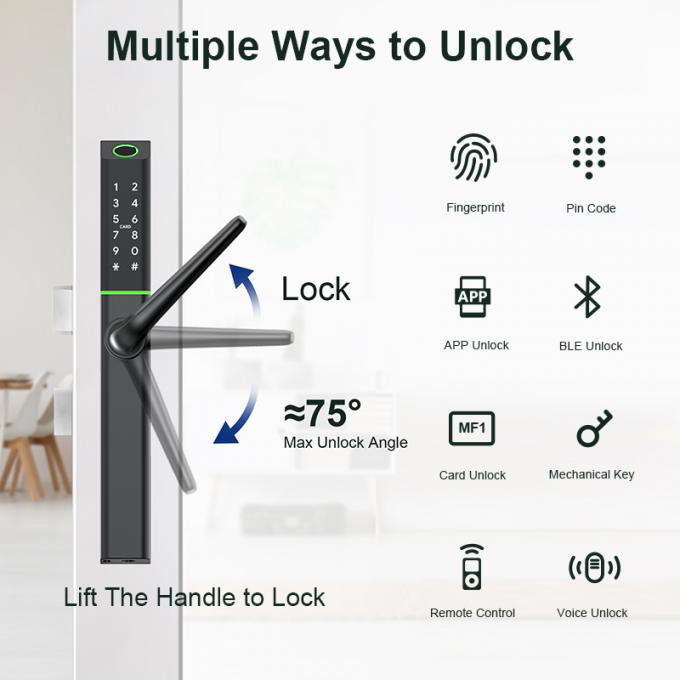 Liliwise Europe Ultra-Slim Wifi &eacute;lectronique Rfid Fermeture de porte &eacute;troite en aluminium Tuya Smart Lock Mortise Slim Smart Door Lock 3