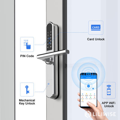 Couleur mince d'argent de panneau de largeur de la serrure de porte de Thumbprint de serrure de porte d'Access Bluetooth d'APPLI de WiFi 38mm
