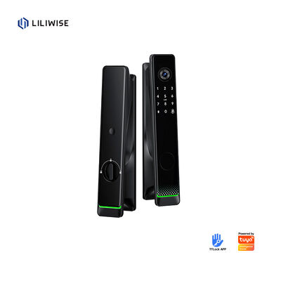 Liliwise Tuya Ttlock Verrouillage biométrique automatique avec carte RFID App Wifi Ble empreinte digitale Verrouillage de porte intelligente avec caméra