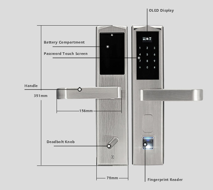 Serrures de porte électroniques biométriques d'acier inoxydable avec le mot de passe dynamique d'APPLI 2