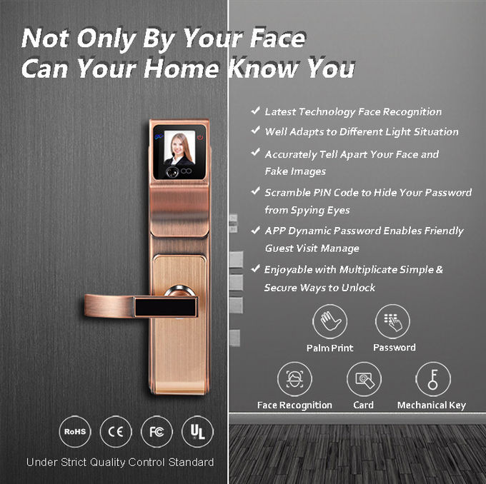 Consommation basse d'énergie durable d'écran tactile de haute sécurité de serrure de porte de reconnaissance des visages 1
