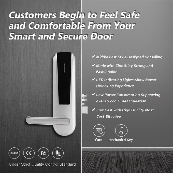 Serrure de porte biométrique d'empreinte digitale d'hôtel, durée de batterie de serrure de porte d'accès de carte longue 1
