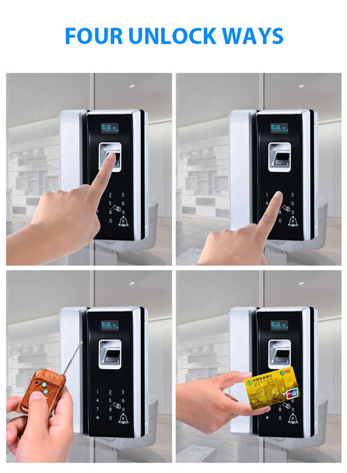 Serrure de porte biométrique en verre d'empreinte digitale de bureau, serrure à télécommande de scanner d'empreinte digitale 0