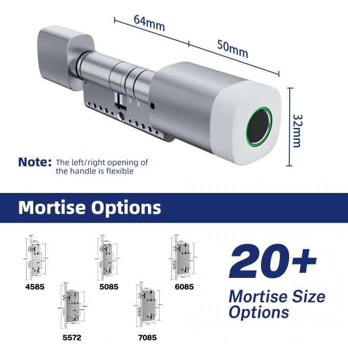 Carte d'empreinte digitale RFID de Liliwise Fermeture de porte imperm&eacute;able r&eacute;glable WiFi BLE Tuya Ttlock Fermeture &agrave; cylindre intelligent pour remplacer l'ancien m&eacute;canique 4