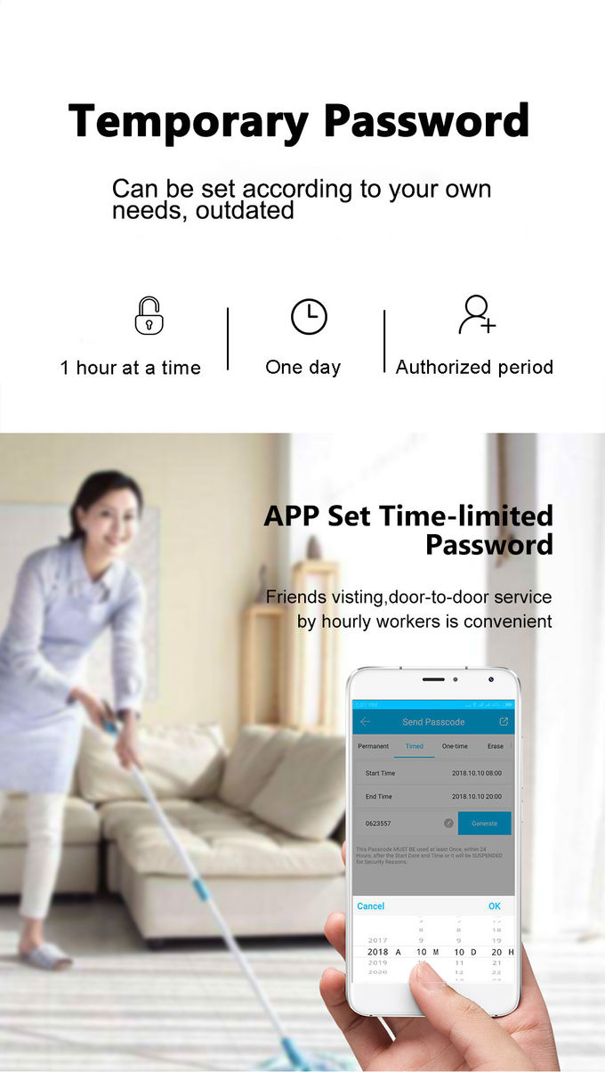 L'APPLI noir d'Airbnb WiFi Bluetooth de serrure de porte de code de Deadbolt contrôlent le système 1